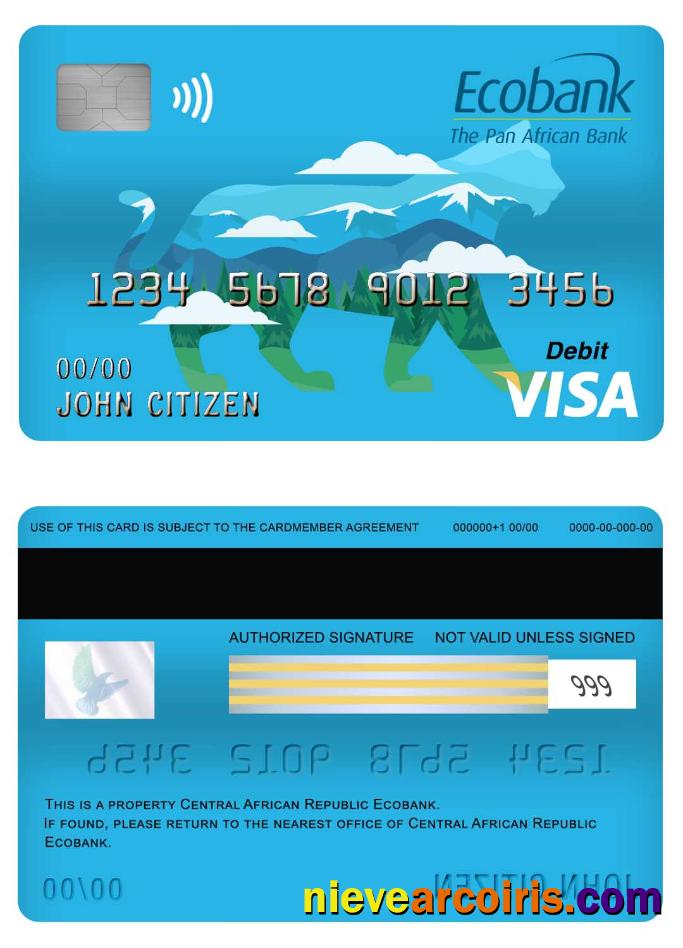 Central African Republic Ecobank visa debit card